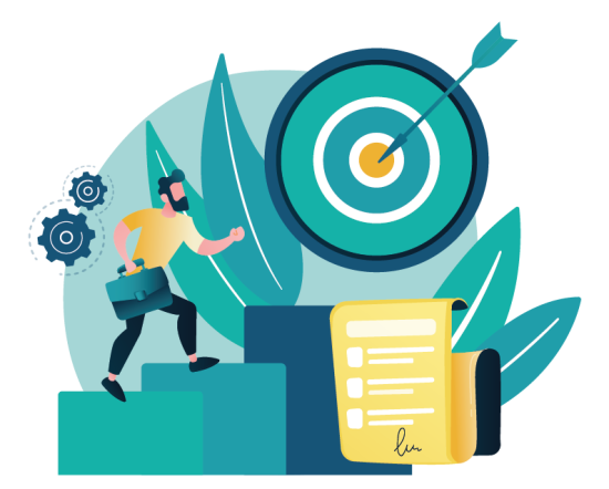 Assention illustration of a staircase to a target - professional service Anaïs Bouvier Gonzalez